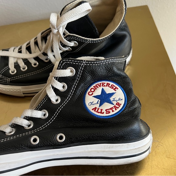 Converse Black Leather High-Top Sneakers 2000s Unisex - Picture 4 of 8